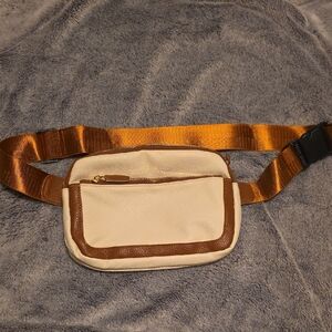Elegant Cream and Brown Women's Belt Bag